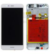 Huawei P10 Lite originální LCD displej + dotyk + přední kryt / rám White / bílý (Service Pack) - 02351FSC