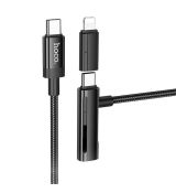 Hoco U135 datový kabel 2v1 Black / černý USB-C / USB-C nebo Lightning (Blister)