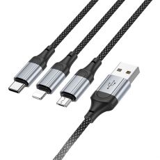 Hoco X102 datový kabel 3v1 Black / černý USB-A / USB-C, micro, Lightning (Blister)